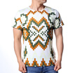 Casual Round Neck Pullover Tops Pixels Printed Mens T-shirts