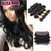 Peruvian Virgin Hair Body Wave With Closure Water Wave Bundle Lace Frontal Closure With Bundles 4 Bundles With Closure Body Wave