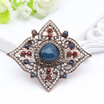 Vintage Turkish Women Flower Resin Brooch Jewelry Antique Gold Color Corsage Lapel Hijab Scarf Broaches Pins 3 Classic Colors