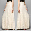 Women Double Layer Chiffon Pleated Long Maxi Dress Elastic Waist Skirt US STOCK