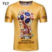 Summer New Mens T-Shirt WorldCup Printed Football T-shirt Casual Commemorative T-shirt Sports Running Fitness Exercise