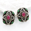 SUNSPICE MS Vintage Stud Earrings For Women Resin Round Retro Indian Jewelry Turkey Ethnic Design Square Earrings Bijoux Gift
