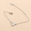 Korean V Letter Bracelet Women Fashion Titanium Steel 14k Rose Gold Jewelry Anti-Fade