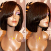 Human Hair Short Wigs With Bangs Glueless Lace Front Wigs Brazilian Human Hair Bob Wig for Black Women