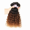 Racily Hair Brazilian Kinky Curly Ombre Hair Extensions 3 Pcs 2 Tone Human Hair Weave Brown Color 1B 30