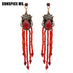 Fashion Bohemia Long Seed Bead Tassels Dangle Earring Handmade Resin Flower Jewelry Turkish Antique Women Bridal Wedding Bijoux