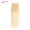 ALOT HAIR Peruvian 613 Blonde Lace Closure Straight Human Hair Closure 44 Free Part With Baby Hair 10-20 Inch Free Shipping