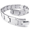 Hpolw Mens silver Stainless Steel Bolt buttoned Bracelet Classic design fashion Geometryrectangular-pattern Bracelet