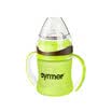 Aynmer AYM-9636 Recién nacido Botella de vidrio de boca ancha con funda de silicona Biberón a prueba de gotas Productos anti-flatulencia para bebés Verde 120 ml