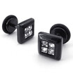 Hpolw Mens Cubic Zirconia Stainless Steel Square Stud Earrings Black