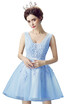 Lace Short Homecoming Dresses Tulle Appliques V Neck Ball Gown Evening Prom Dresses Cocktail Gown
