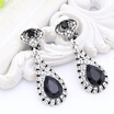 Exhibition New Style Turkish Women Long Clip Earring Antique Silver Color Resin Symmetric Hollow Leaves Arab Earring Jewelry
