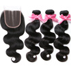 Nig Cute Hair Peruvian Virgin Hair 3 Bundles With Closure Natural Color Unprocessed Peruvian Human Hair Weave With Lace Closure