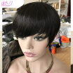 Short Brazilin Bob Wigs for Black Women Wave 100 Human Hair Lace Front 1 Color Wig L Shaped with Natural Hairline for PartyCosp