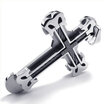 Hpolw Newest Mens Stainless Steel Black&Silver Wire Cable Vintage Cross Pendant Heavy Mens Necklace with 18-26 inches Chain