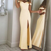 Womens Long Off-Shoulder Evening Dress with Slit
