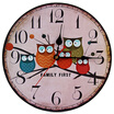 Silent Round Wall Clocks Decorative Owl Wooden Clock