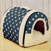 2 In 1 Pet House&Sofa Machine Washable White Stars Pattern Non-slip Foldable Soft Warm Dog Cat Puppy Rabbit Pet Nest Cave Bed