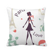 Eiffel Tower Paris Lady France Landmark Square Throw Pillow Insert Cushion Cover Home Sofa Decor Gift