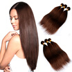 Nami Hair 3 Bundles Light Brown 4 Color Brazilian Human Straight Hair Extensions12"-26" No Shedding No Tangle Free Shipping