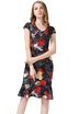 Womens Floral Bodycon Dress with Ruffle Hem