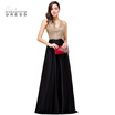 Sexy Open Back Gold Lace Beaded Black Chiffon Prom Dress Real Image Cheap Evening Dresses