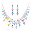 Aiyaya High Quality Cubic Zircon Waterdrop Leaf Multicolor Flower Earrings&Necklace Sets