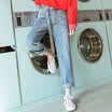 PASS tide brand light loose jeans female loose bf wind wide leg pants straight 6811815021 light blue M