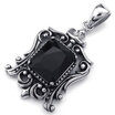 Hpolw Mens&Womens Large Vintage Stainless Steel Black Crystal Pendant Necklace with 18-26 inch Chain