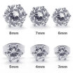 Hpolw Stainless Steel CZ Stud Earrings Set Mens Womens 1 Pair Silver 3-8mm