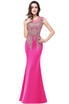 Womens Rhinestone Applique Sheer Maxi Long Evening Prom Party Dress