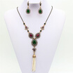 Vintage Women Flower Jewelry Sets Turkish Resin Antique Jewelry Resin Drop Earrings Bead Tassels Necklace Arabia Bridal Jewelry