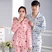 Arctic velvet pajamas home service men&women couples pajamas little bear cotton can wear long-sleeved cardigan home clothing suit B541102011-2 male blue XXL