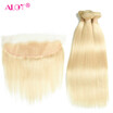 Alot Virgin Human Hair Peruvian Straight Hair Bundles With Lace Frontal Closure 613 Blonde Hair 31 134 Frontal With 613 Hair Ext