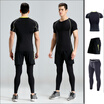 2018 new fitness clothing three suits sports short-sleeved quick-drying T-shirt gym training running fast dry clothing men