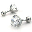 Hpolw Mens Womens Stainless Steel Cubic Zirconia Stud Earrings 7mm White Silver