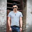 Men V-neck Summer Short Sleeve T Shirt