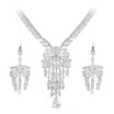 Aiyaya 18k White Gold Plated Cushion-Cut Oval Tassel Pendant Necklaces&Earring Sets For Womens