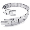 Hpolw Mens Stainless Steel Bracelet Classic Link Wrist Silver
