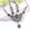 Turkish Women Earrings Necklace Jewelry Set Resin Rhinestone Drop Princess Hook Earring Flower Wedding Necklace Retro Gold Plate