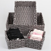 YoujialiangpinPlastic leather woven multi-purpose storage basket storage box storage box handmade rope storage storage basket storage box 4 piece black&white
