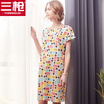 Three Guns Womens Cotton Nightdress Cotton Print Home Cotton New York Design Womens Home Dress Multi-Color Cup L