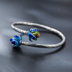 Sukhothai Silver 925 Sterling Silver Bracelet Cloisonne Technology Enamel Colorful Lotus Open Bracelet