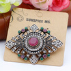 Hot Vintage Turkish Women Flower Resin Antique Brooch Ethnic Retro Rhinestone Corsage Jewelry Indian Bohemia Hijab Lapel Pins