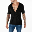 2018 Summer New Mens Fashion V-Neck Short-Sleeve T-Shirt Sports&Leisure Muscle Short-Sleeve Slim Top