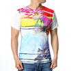 Mens Colorful Printing Short Sleeved O-Neck Pullover T-Shirts