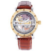 Golden Case Automatic Skeleton Watch With Bridge Mechanical Movement