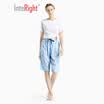 INTERIGHT home pants female ladies printing breathable light pants blue bottom bird flower L
