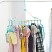 QingWei childrens baby clothes hanger plastic drying rack newborn baby windproof non-slip hanger with clip 10 row of blue