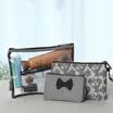 FaSoLa travel cosmetic bag portable storage simple transparent wash bag large capacity hand bag 3 piece set black